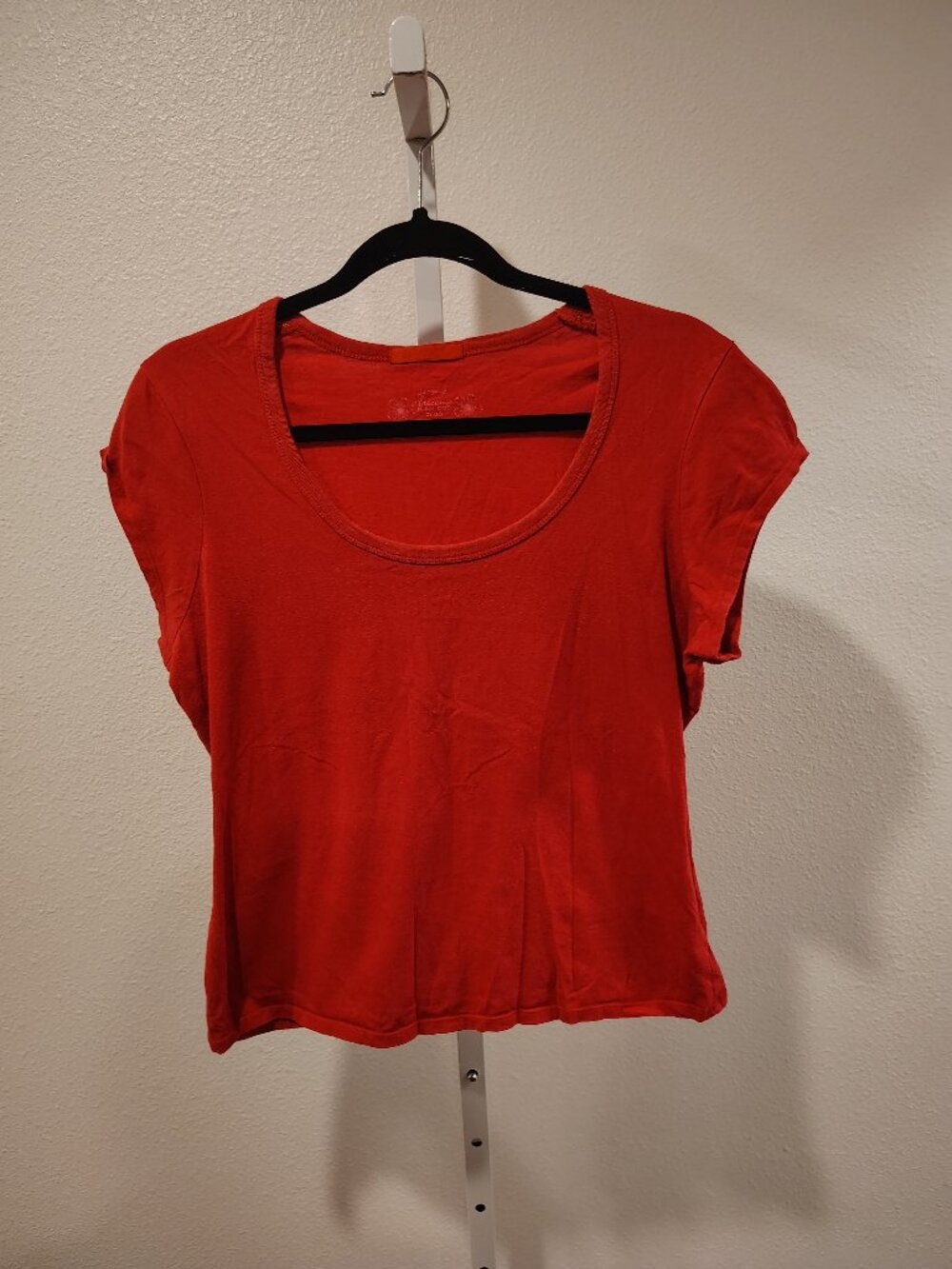 Arizona Jean Company Junior's Scoop Neck Top Size XL Cotton Short Sleeve Pink